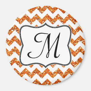 Moderno Glitte Chevron Monograma Imán Inicial