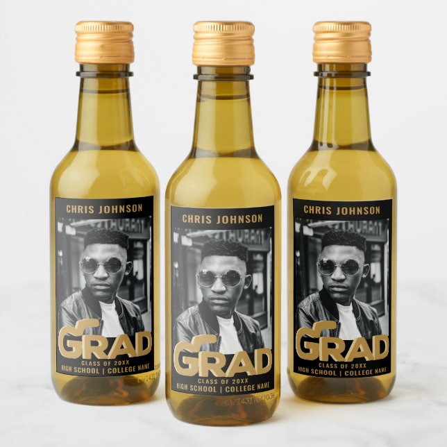 Moderno Gold Bold Typography Photo Graduation Part (Botellas)