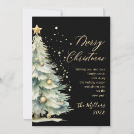 Moderno Gold Script Watercolor Árbol de Navidad Ne