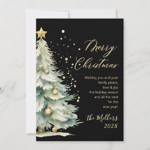 Moderno Gold Script Watercolor Árbol de Navidad Ne