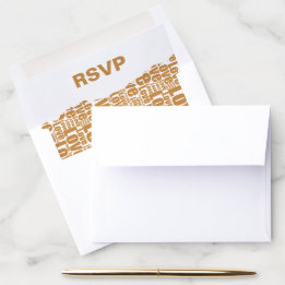 Moderno Golden Brown Love Typography Wedding RSVP