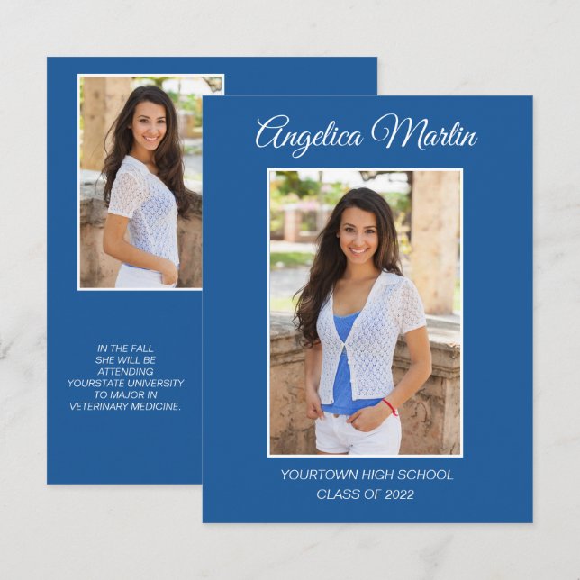 Moderno Graduación Azul de 2 caras 3 clase de foto (Anverso / Reverso)
