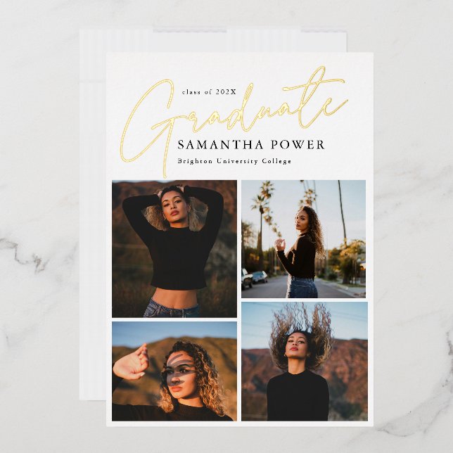 Moderno graduado 4 fotos Anuncios de graduación (Sobre)