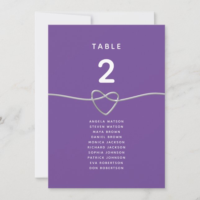 Moderno gráfico de asientos de Boda púrpura (Anverso)