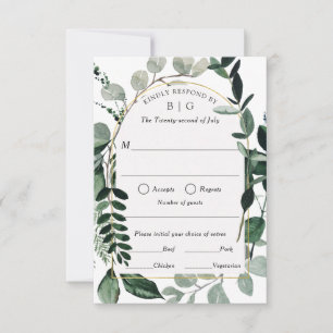 Moderno Greenery Wedding RSVP con opción de comida