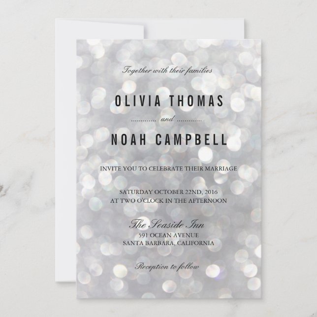 Moderno Gris Blur Ilustra Elegante Invitación a la (Anverso)