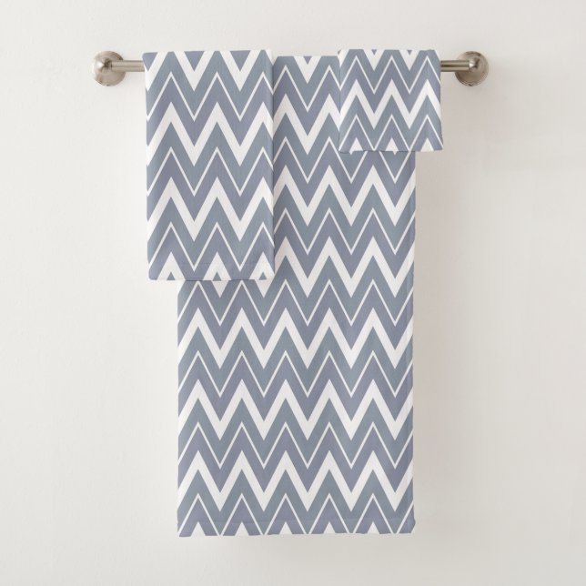 Moderno Gris Claro Blanco Chevron Rayado (In situ)