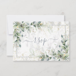 Moderno Gris Gris Blanco Floral Mármol de oro RSVP