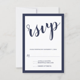 Moderno guión de la Marina Boda Azul RSVP