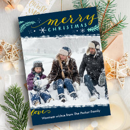 Moderno guión de oro verde simple Navidades magnét