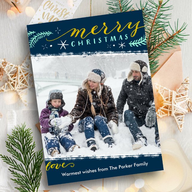 Moderno guión de oro verde simple Navidades magnét (Subido por el creador)