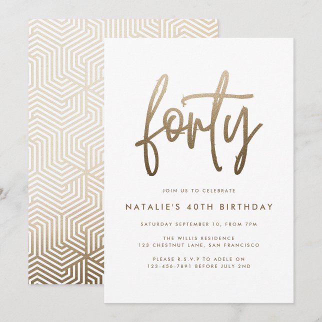 Moderno guión elegante de 40 años simple (Anverso / Reverso)
