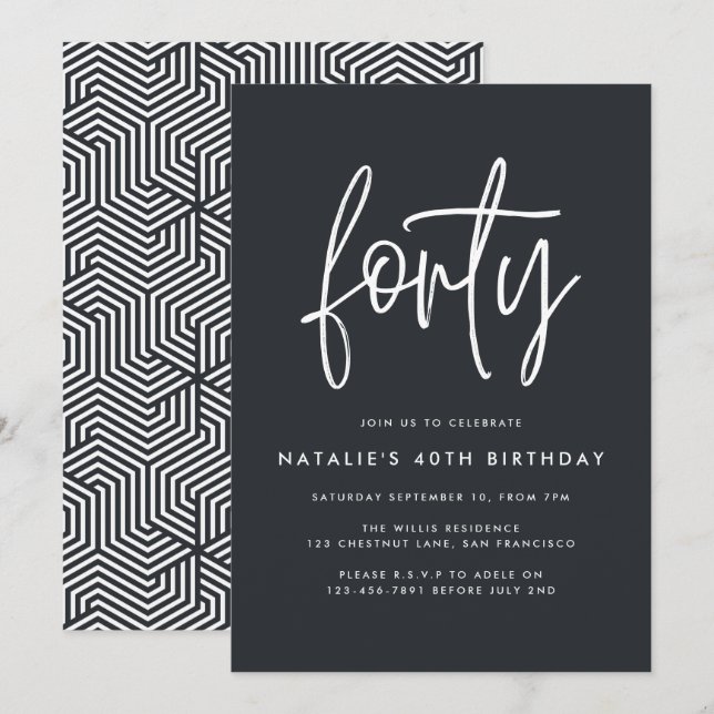 Moderno guión elegante de 40 años simple (Anverso / Reverso)