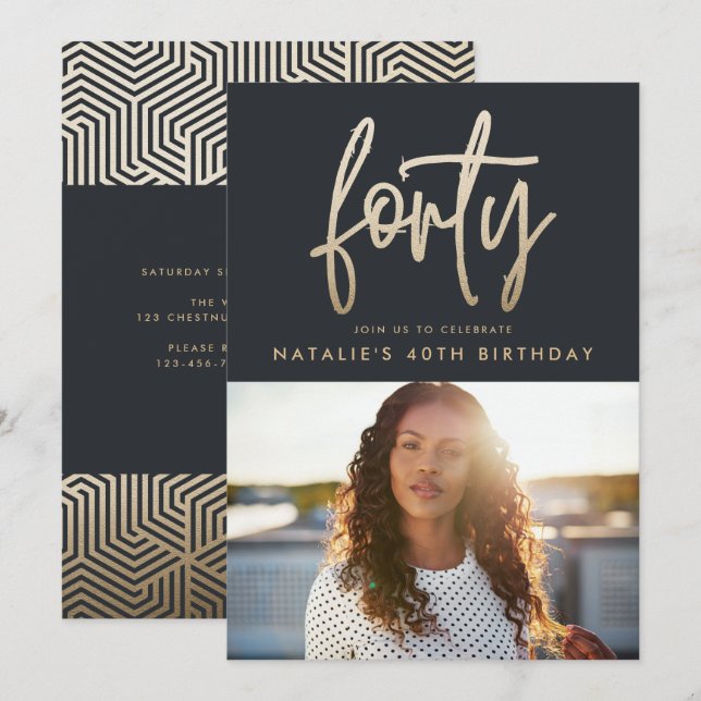 Moderno guión elegante de 40 años simple (Anverso / Reverso)