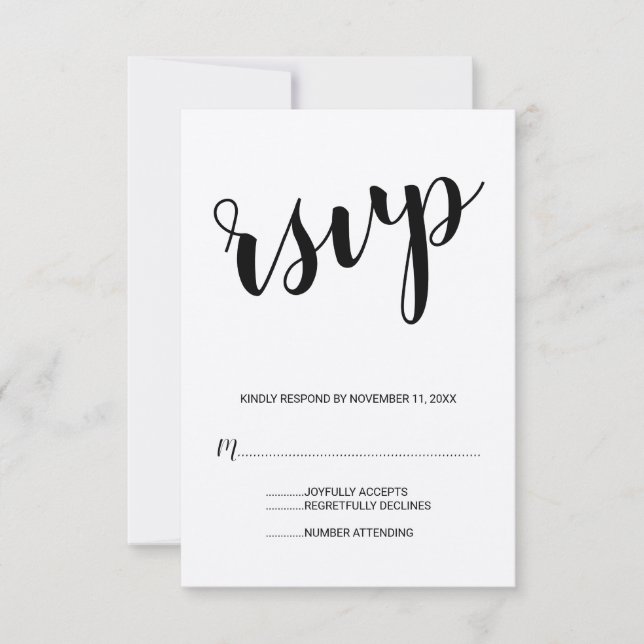 Moderno guión Kraft Paper Wedding RSVP (Anverso)
