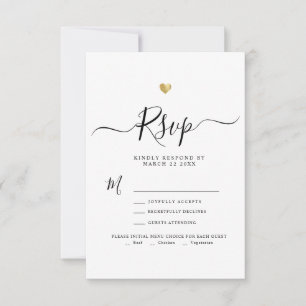 Moderno guión Minimalista Boda de oro RSVP