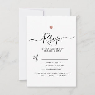 Moderno guión Minimalista Rosa Boda de oro RSVP