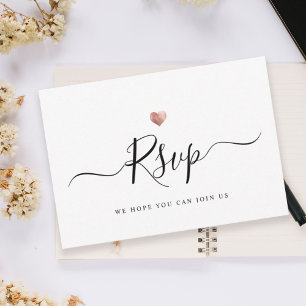 Moderno guión Minimalista Rosa Boda de oro RSVP