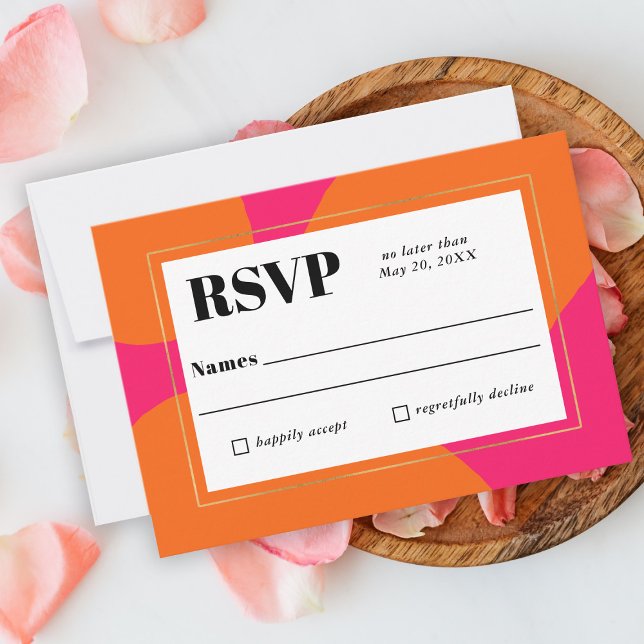 Moderno Hot Pink y Naranja Resumen Boda RSVP (Subido por el creador)