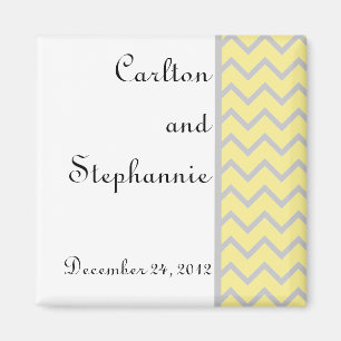 Moderno imán Chevron amarillo/Boda gris