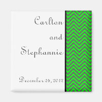 Moderno imán Chevron Neon Green/Gray Boda