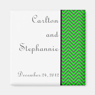 Moderno imán Chevron Neon Green/Gray Boda