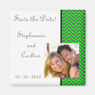 Moderno imán Chevron Neon Green/Gray Invitación
