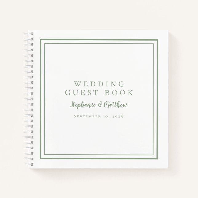 Moderno libro de Boda verde simple sabio (Anverso)