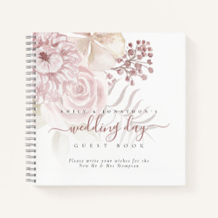 Moderno libro de Bodas de flores rosadas
