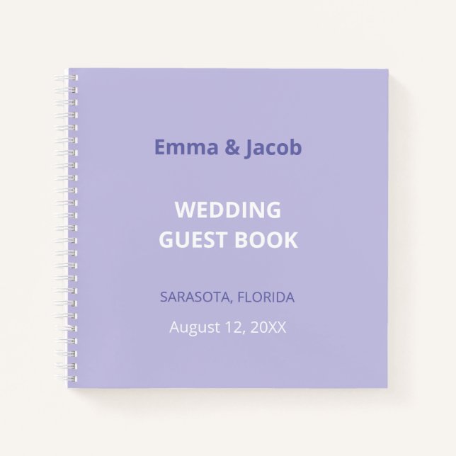 Moderno libro de Bodas de Lavanda Púrpura (Anverso)