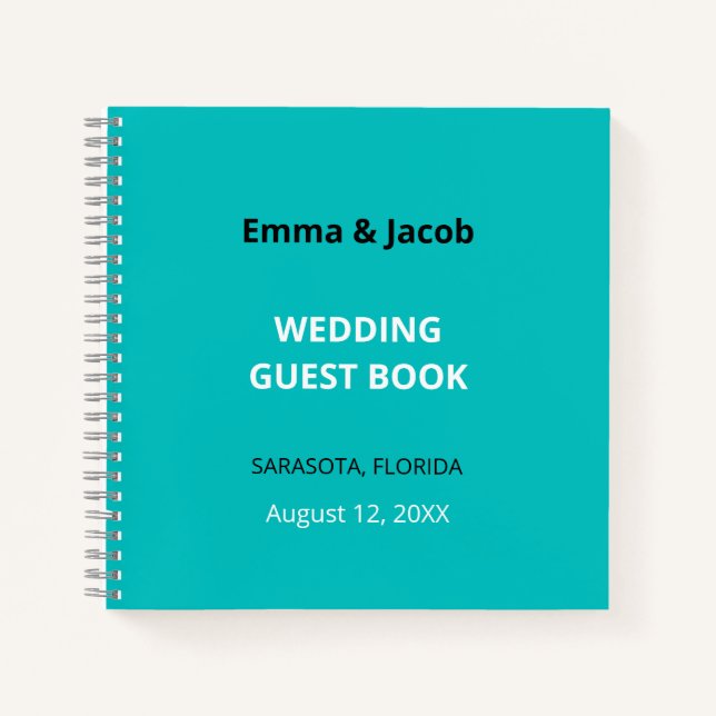 Moderno libro de Bodas turquesa (Anverso)