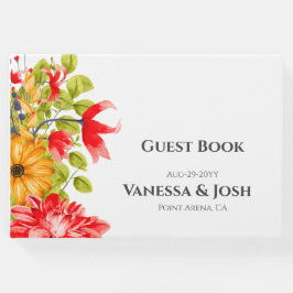Moderno libro de invitados floral brillante