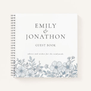 Moderno libro de invitados para Bodas de Grey Flor