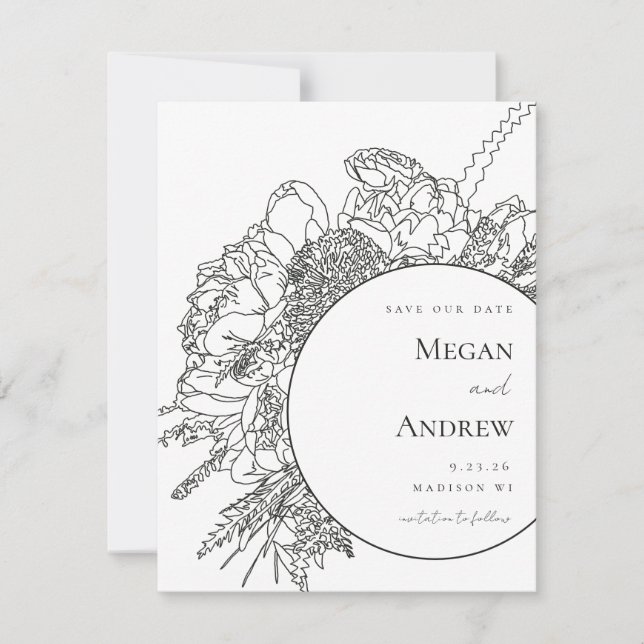 Moderno libro floral Save the Date (Anverso)