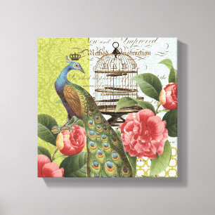 Moderno lienzo vintage Peacock estirado