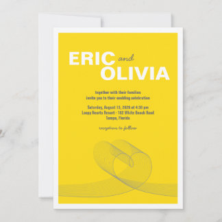 Moderno Loopy Heart Love Line Invitación a la boda