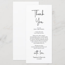 Moderno lugar Boda de la cena Tarjeta de agradecim