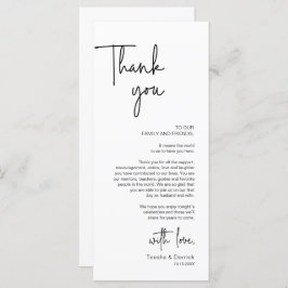 Moderno lugar Boda de la cena Tarjeta de agradecim