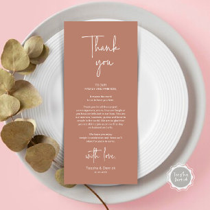Moderno lugar Boda de la cena Tarjeta de agradecim