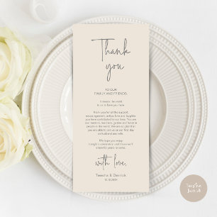 Moderno lugar Boda de la cena Tarjeta de agradecim