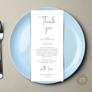 Moderno lugar Boda de la cena Tarjeta de agradecim