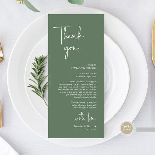 Moderno lugar Boda de la cena Tarjeta de agradecim