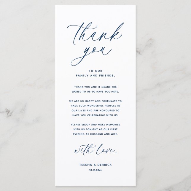 Moderno lugar de cena Boda - Tarjeta de agradecimi (Anverso)