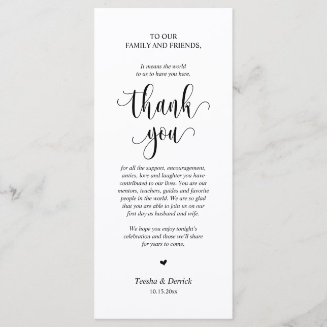 Moderno lugar de cena Boda - Tarjeta de agradecimi (Anverso)