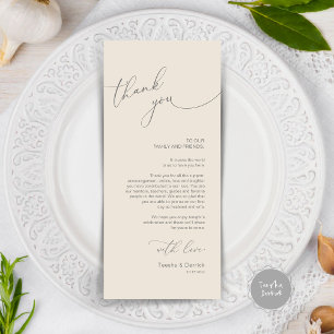 Moderno lugar de cena Boda - Tarjeta de agradecimi