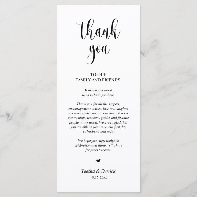 Moderno lugar de cena Boda - Tarjeta de agradecimi (Anverso)