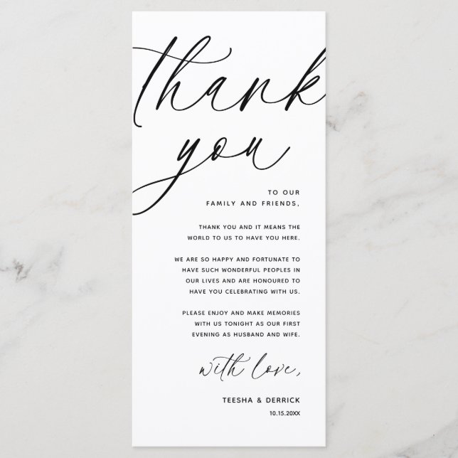 Moderno lugar de cena Boda - Tarjeta de agradecimi (Anverso)