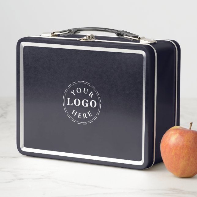 Moderno Lunchbox negro con su logotipo (In situ)