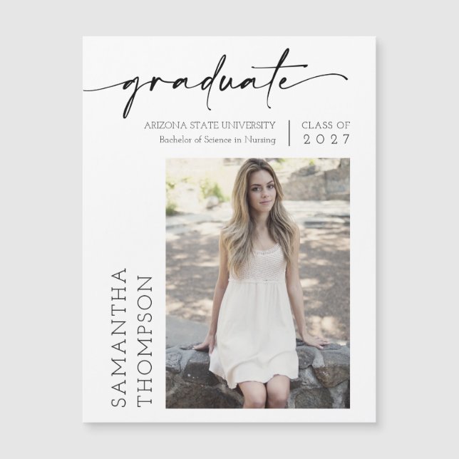 Moderno Magnet de Graduado de Fotos Mínimo de Guió (Anverso)