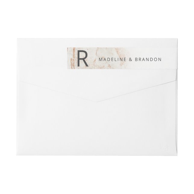 Moderno Marble Beige Fall Monograma Dirección de r (Reverso)